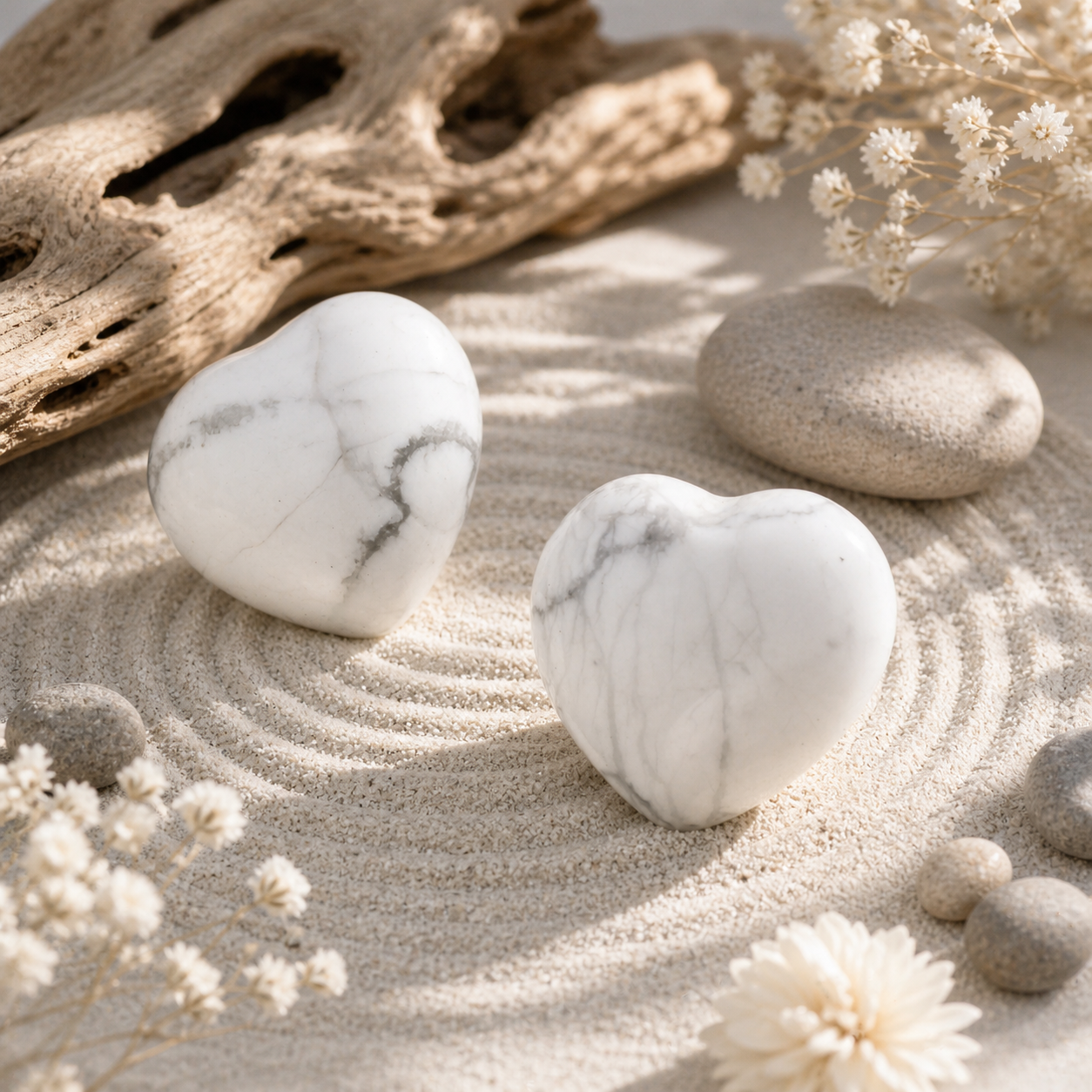 Howlite Mini Heart Crystal Decor Spiritual Gift Calming Energy Memorial Stone