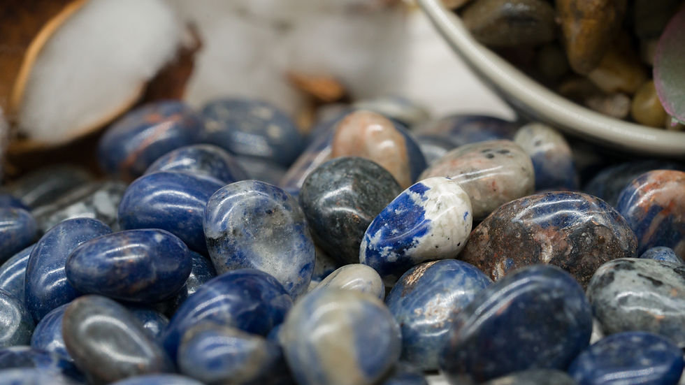 Thumbnail: Blue Sodalite Crystal Tumbled Stone Pocket Healing Protection Chakra Meditation