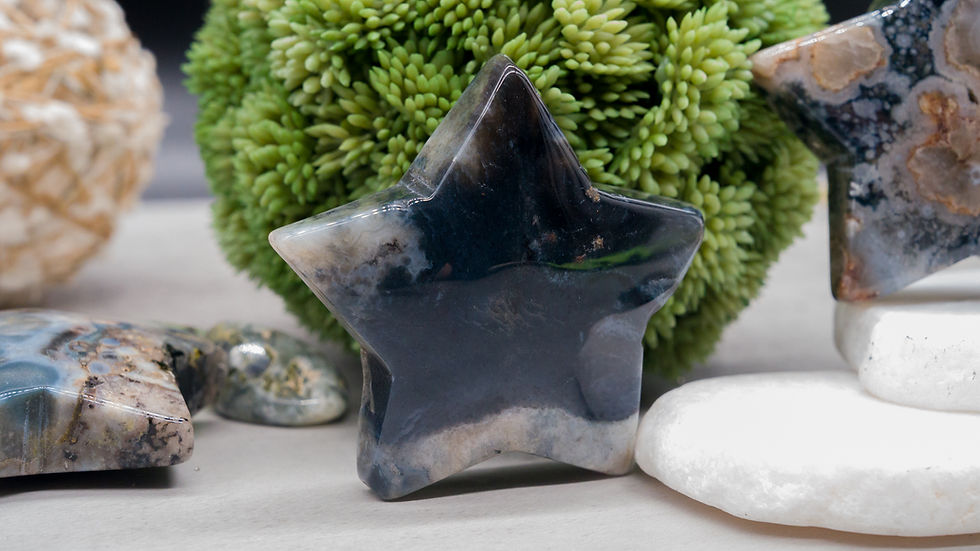 Miniatura: Black Flower Agate Crystal Star Spiritual Healing Meditation Pocket Stone Decor