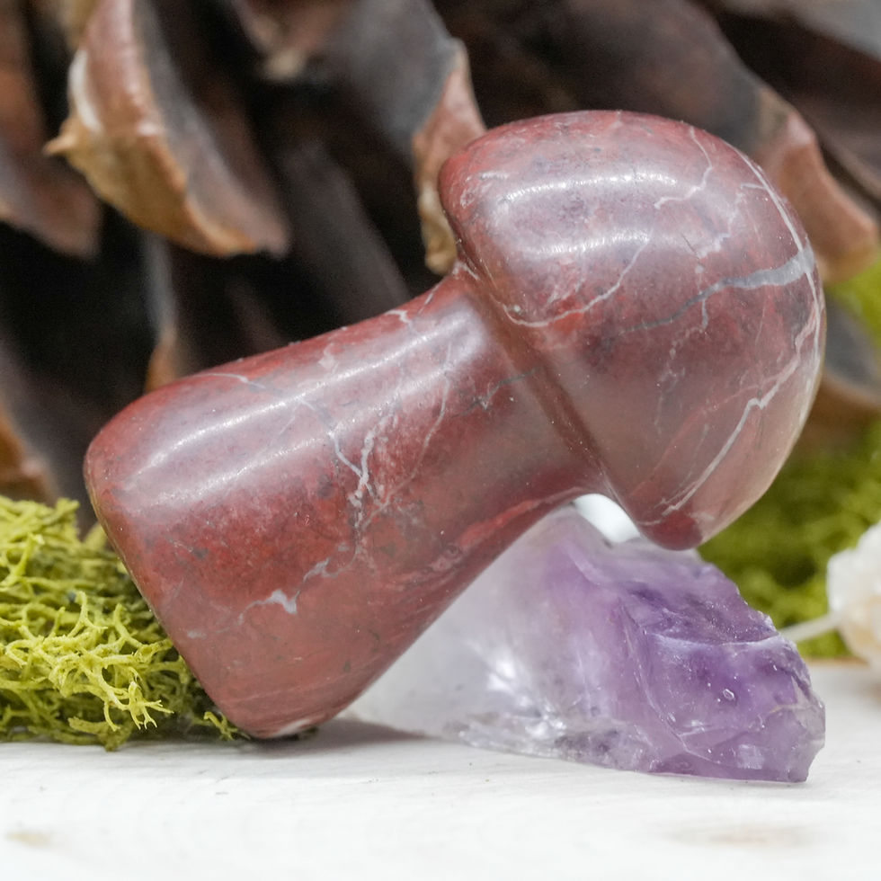 Miniatura: Brecciated Red Jasper Mushroom Crystal Sculpture Healing Energy Stone Decor Gift