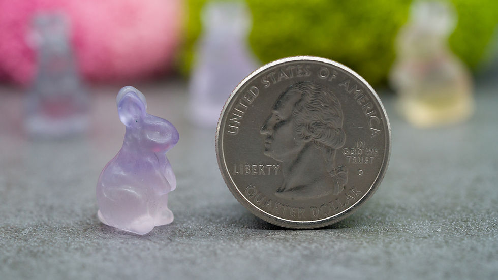Miniatura: Mini Fluorite Crystal Bunny Rabbit Carving Figurine Animal Fairy Garden Decor