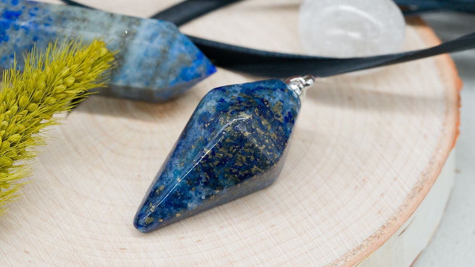 Thumbnail: Lapis Lazuli Crystal Pendant Healing Protection Gemstone Pendulum Stone Gift