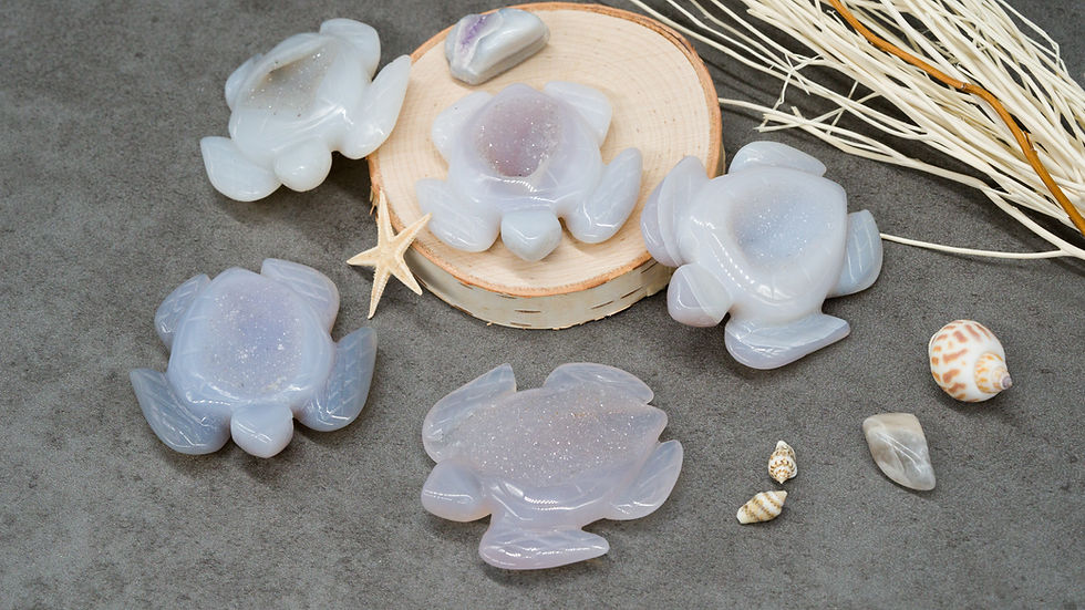 Miniatura: Sugar Druzy Geode Agate Crystal Carving Cute Turtle Figurine Gemstone Trinket