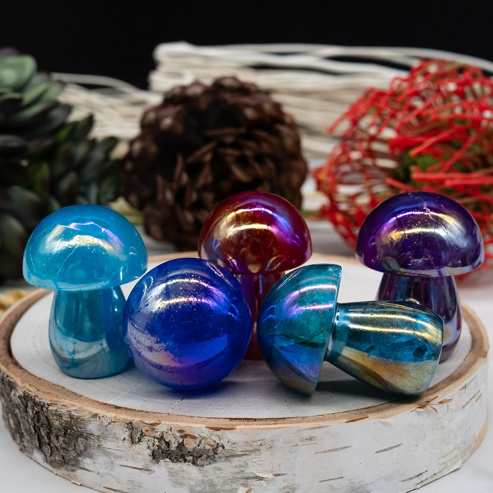 Thumbnail: Rainbow Aura Quartz Crystal Mushroom Carving Colorful Fairy Garden Terrarium Art