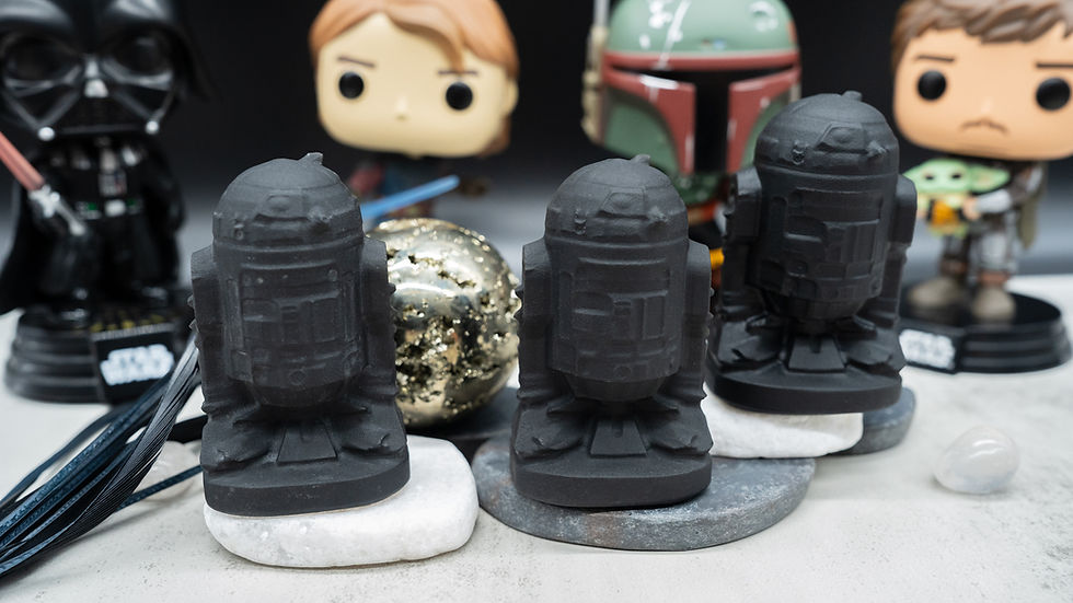 Miniatura: Obsidian R2D2 Droid Crystal Figurine SciFi Robot Gift Space Decor Companion