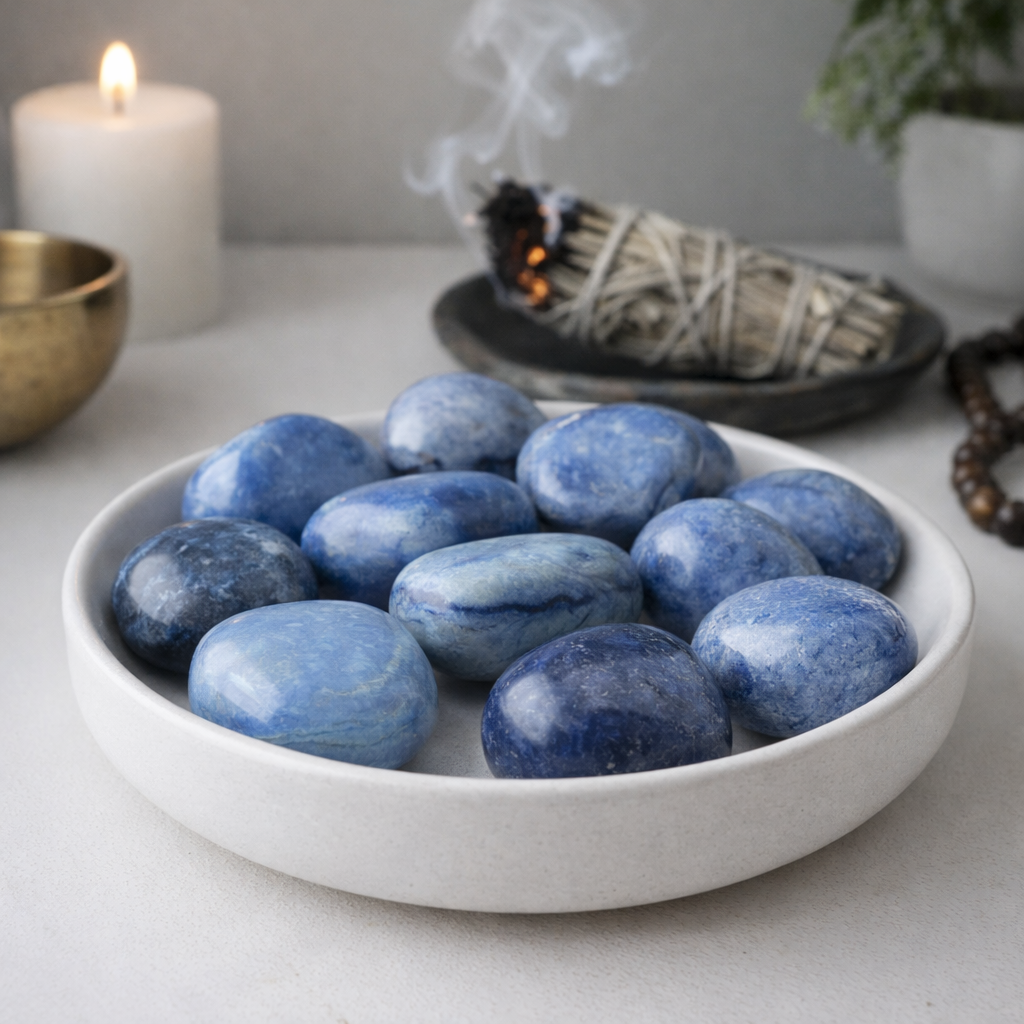 Blue Aventurine Tumbled Stone Pocket Healing Protection Chakra Meditation Gift