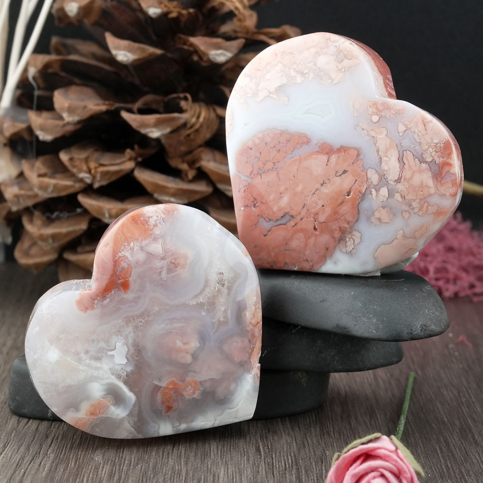 Miniatura: Pink Petal Agate Heart Crystal Nature Inspired Romantic Keepsake Boho Decor Gift