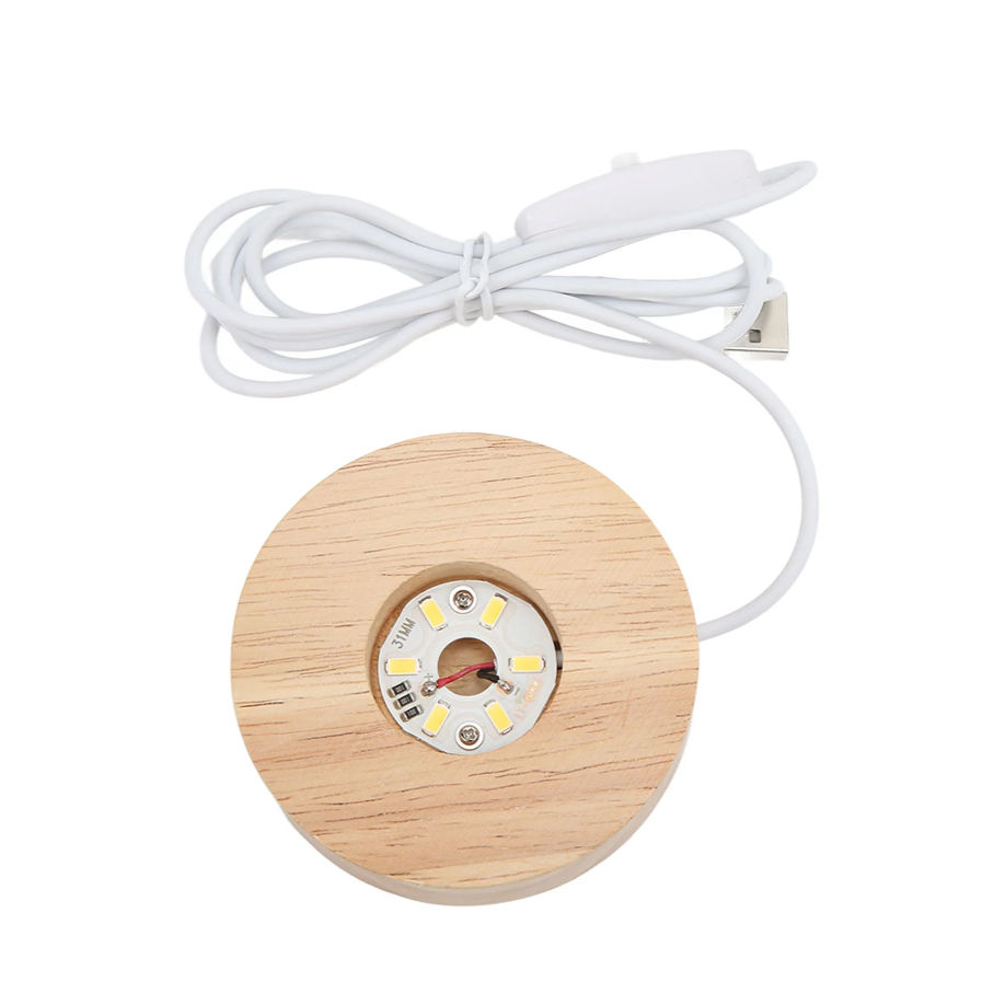 Thumbnail: Wood LED Lamp White or Color Changing Light Display Base Crystal Sphere Stand