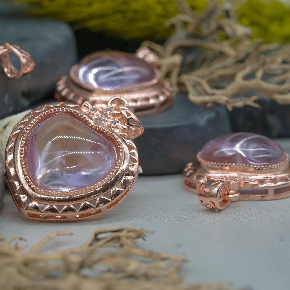 Miniatura: Amethyst Crystal Heart Rose Gold Pendant Natural Stone Jewelry Birthstone Gift