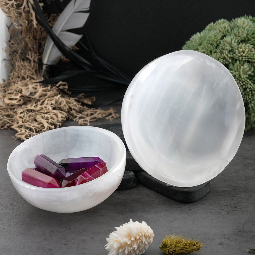 Miniatura: Natural Selenite Crystal Dish Bowl Healing Cleansing Purification Meditation