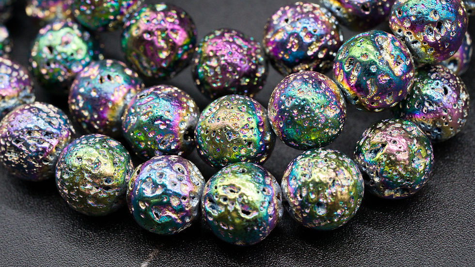Miniatura: Rainbow Aura Lava Stone Crystal Bracelet Stackable Colorful Handmade Jewelry