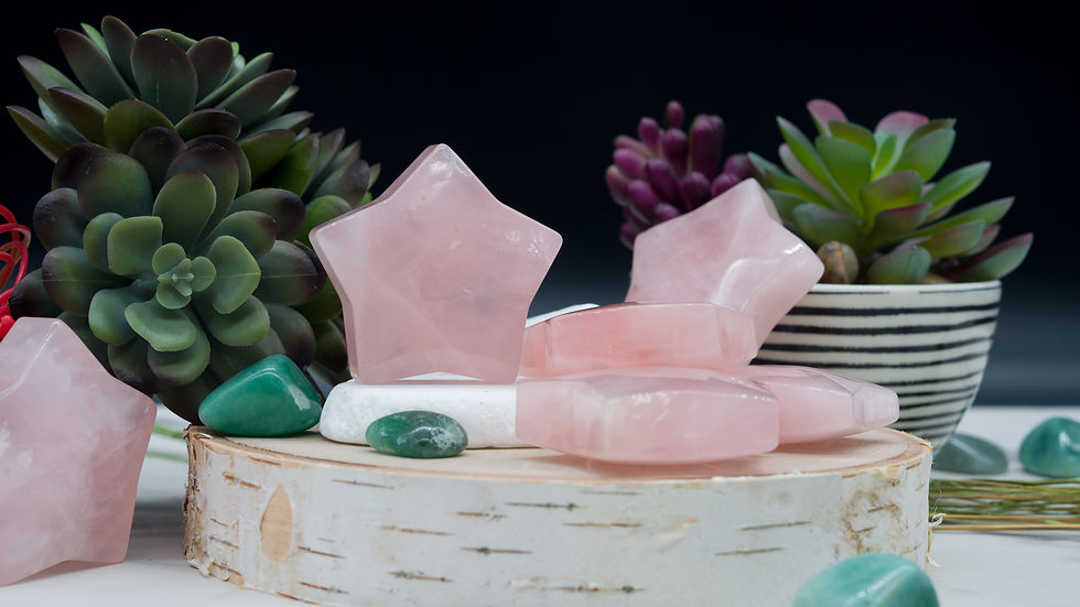 Miniatura: Rose Quartz Star Carving Pink Crystal Healing Gemstone Love Decor Trinket Gift