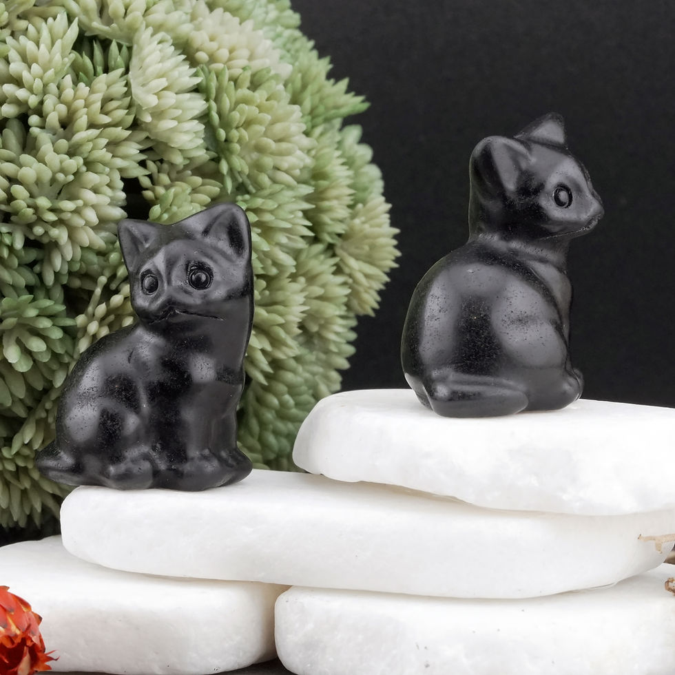 Thumbnail: Obsidian Crystal Cat Carving Stone Figurine Black Cat Home Office Decor Gift