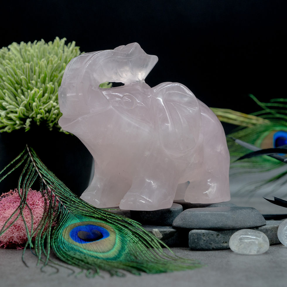 Miniatura: Rose Quartz Elephant Carving Pink Crystal Animal Theme Home Decor Gift Gemstone