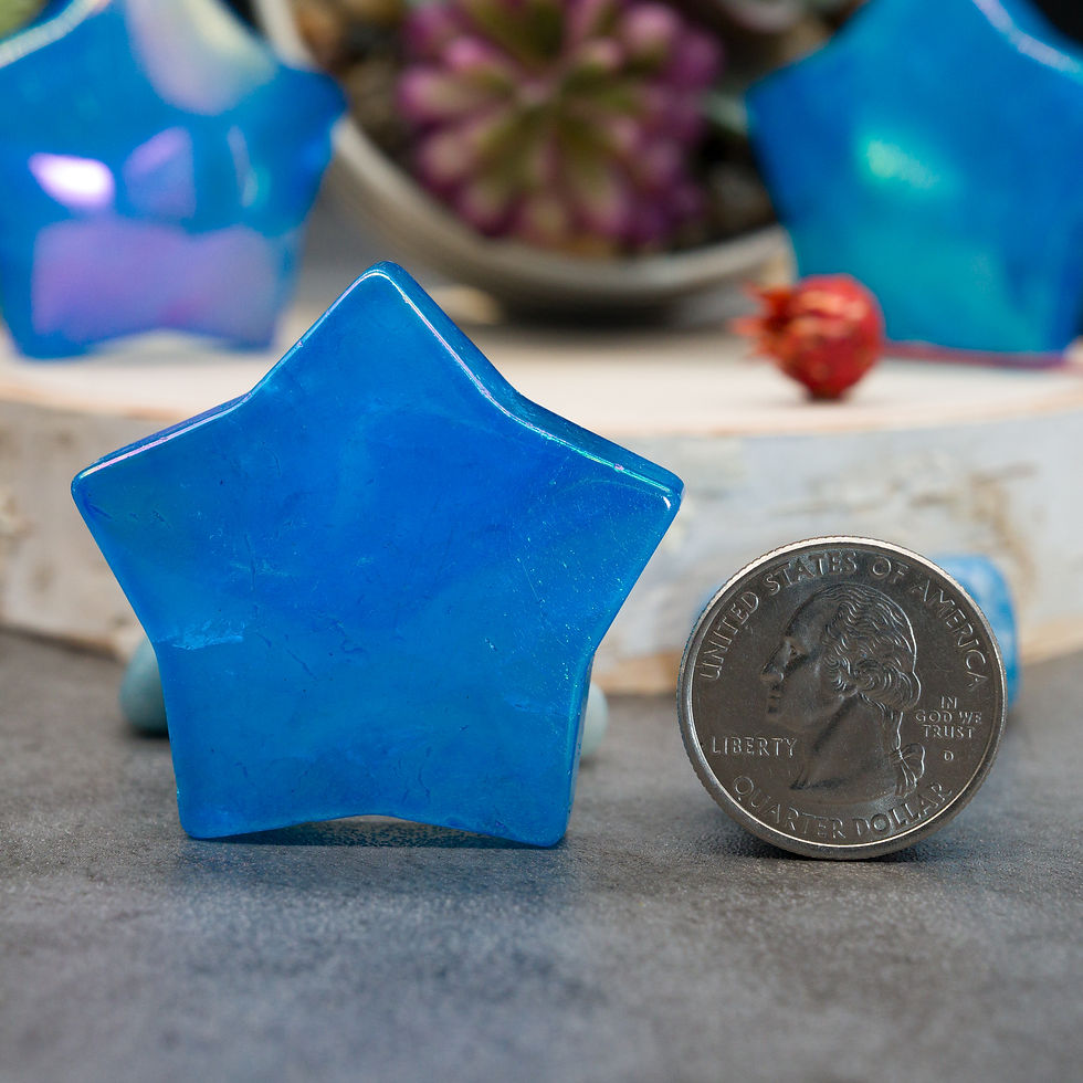 Miniatura: Blue Aura Quartz Crystal Star Carving Healing Energy Gemstone Stone Decor Gift