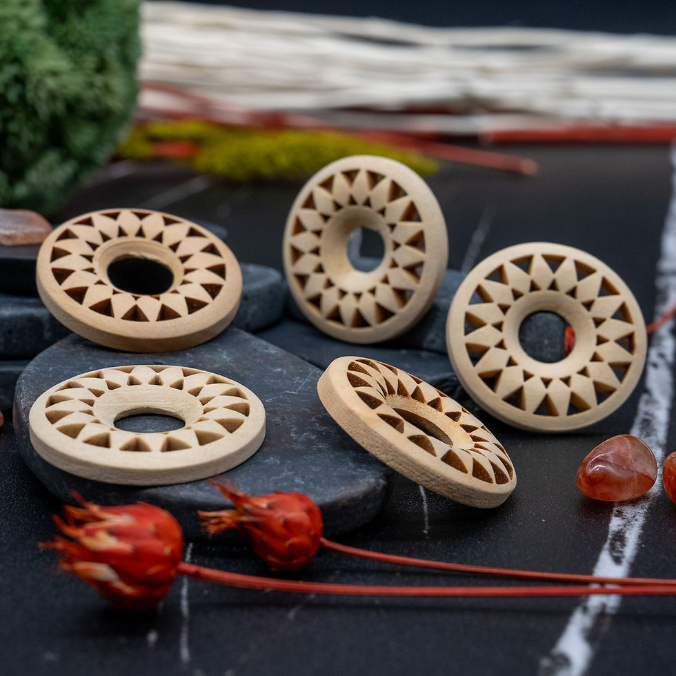 Thumbnail: Round Mandala Wood Crystal Sphere Stand Wooden Retail Display Base Ball Decor