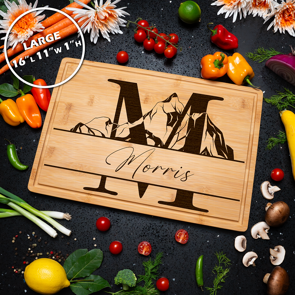 Miniatura: Personalized Cutting Board Custom Engraved Home Gift Mountain Decor Wedding Gift