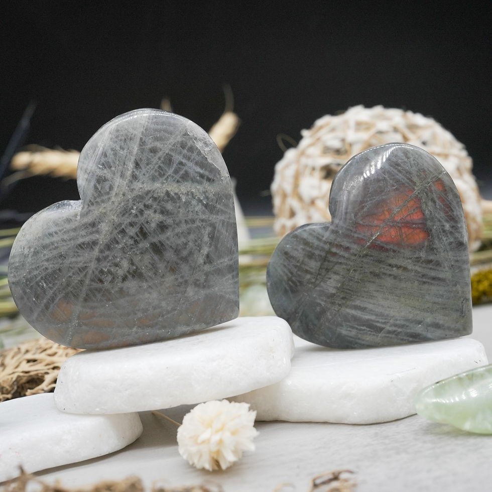 Thumbnail: Labradorite Crystal Heart Spiritual Protection Home Decor Love Palm Stone Gift
