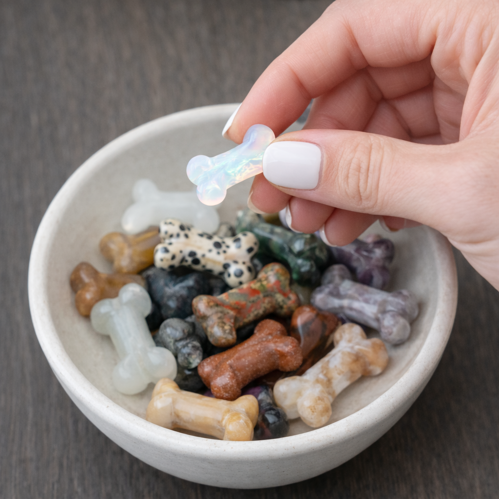 Natural Crystal Mini Bone Carving Figurine Spiritual Healing Protection Gemstone
