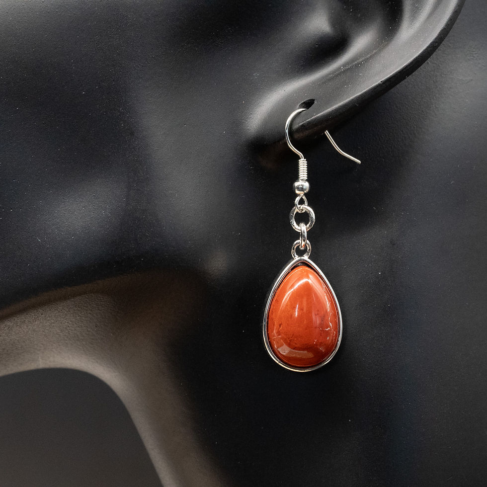 Miniatura: Natural Stone Jewelry Red Jasper Crystal Gemstone Teardrop Earrings Silver Gift