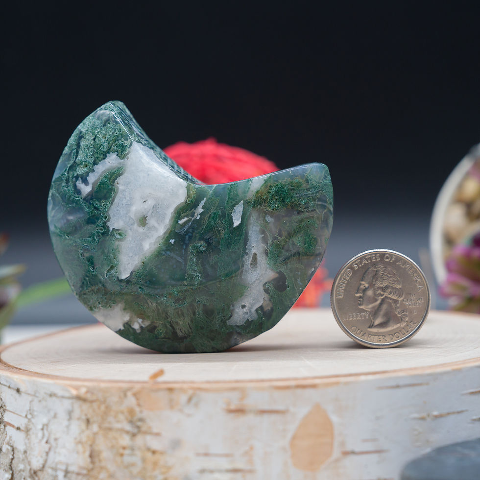 Miniatura: Moss Agate Crystal Moon Spiritual Healing  Energy Meditation Pocket Stone Gift