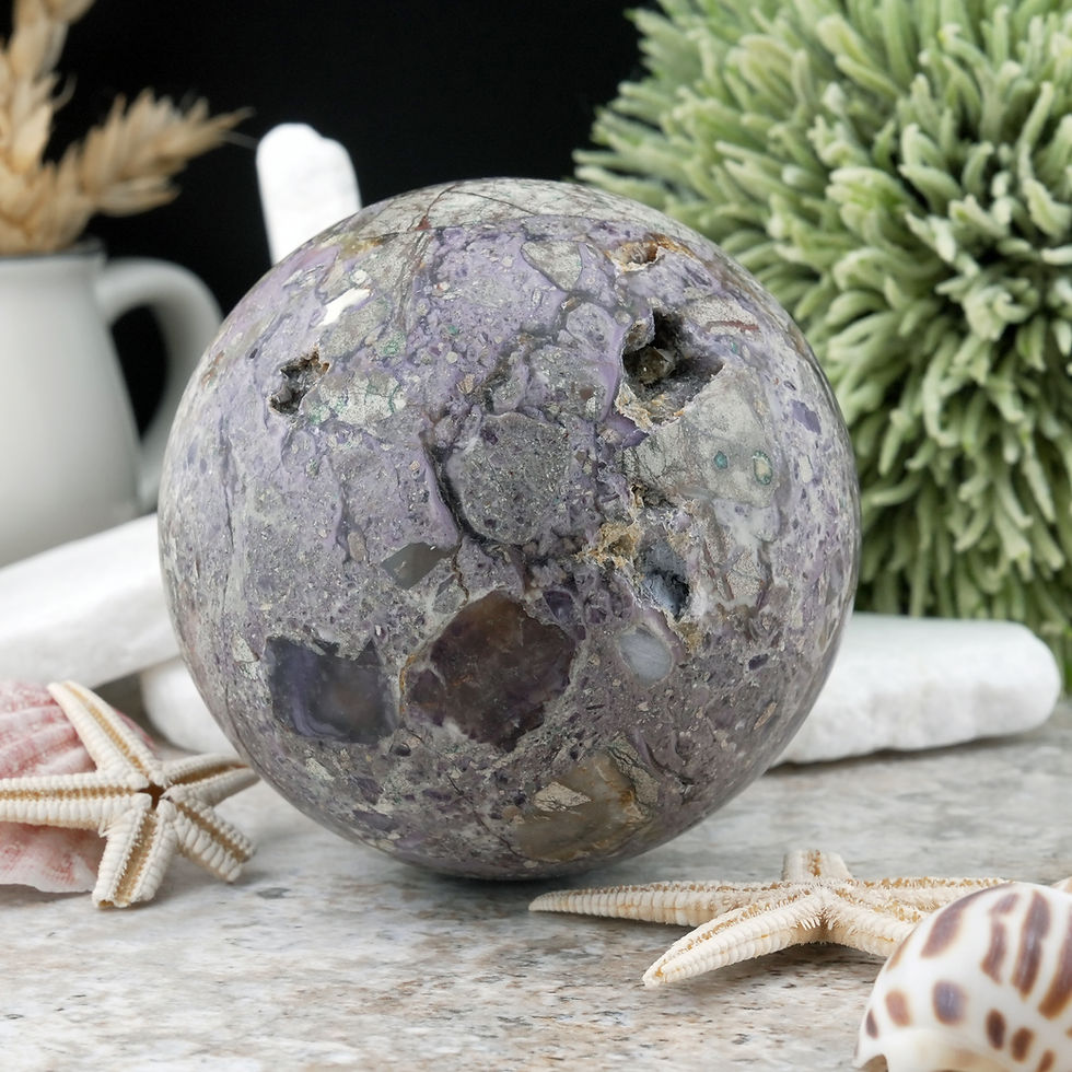 Miniatura: Fluorite Root Sphere Crystal Purple Boho Decor Gift Spiritual Meditation Stone