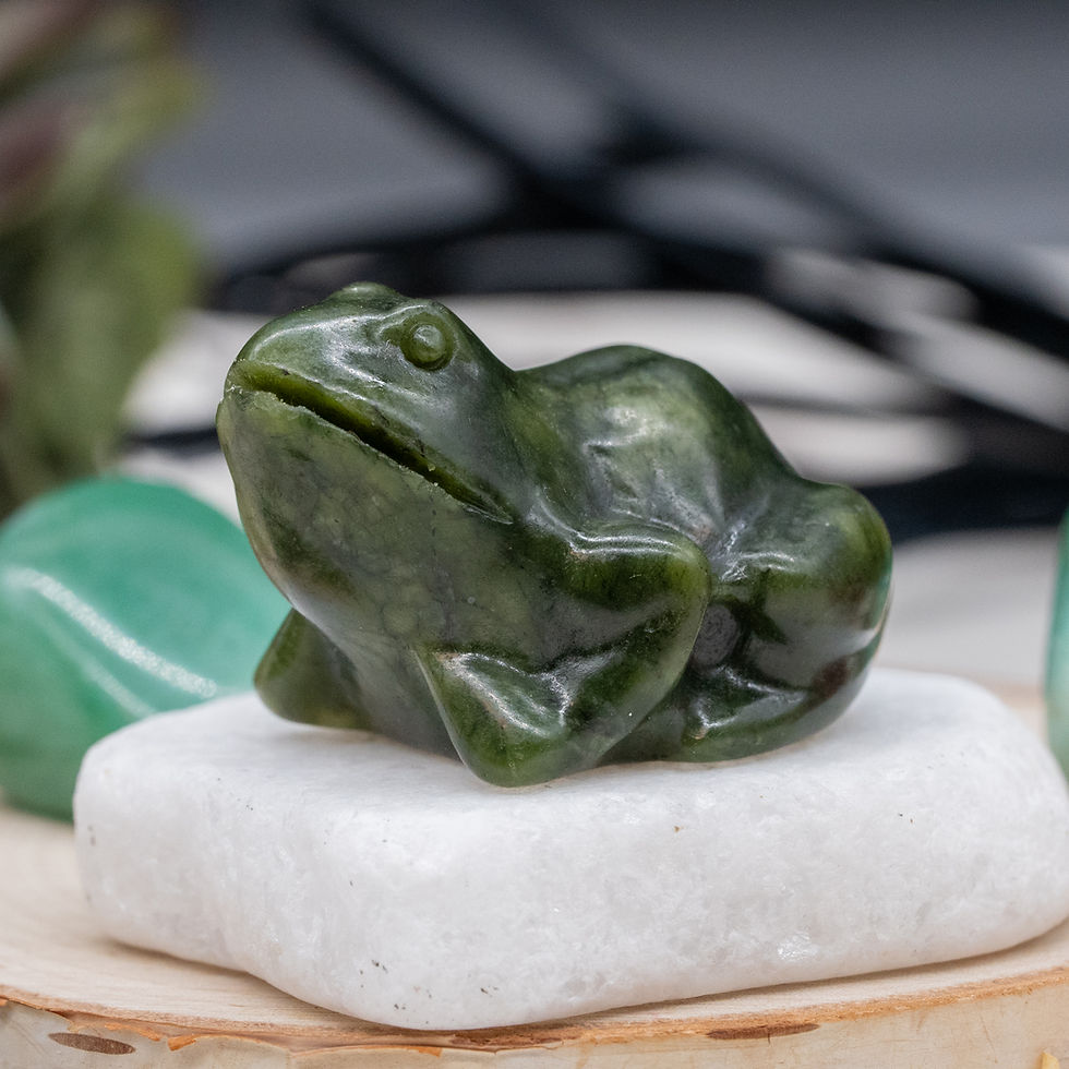 Miniatura: Green Jade Crystal Frog Carving Terrarium Decor Animal Figurine Gemstone Trinket