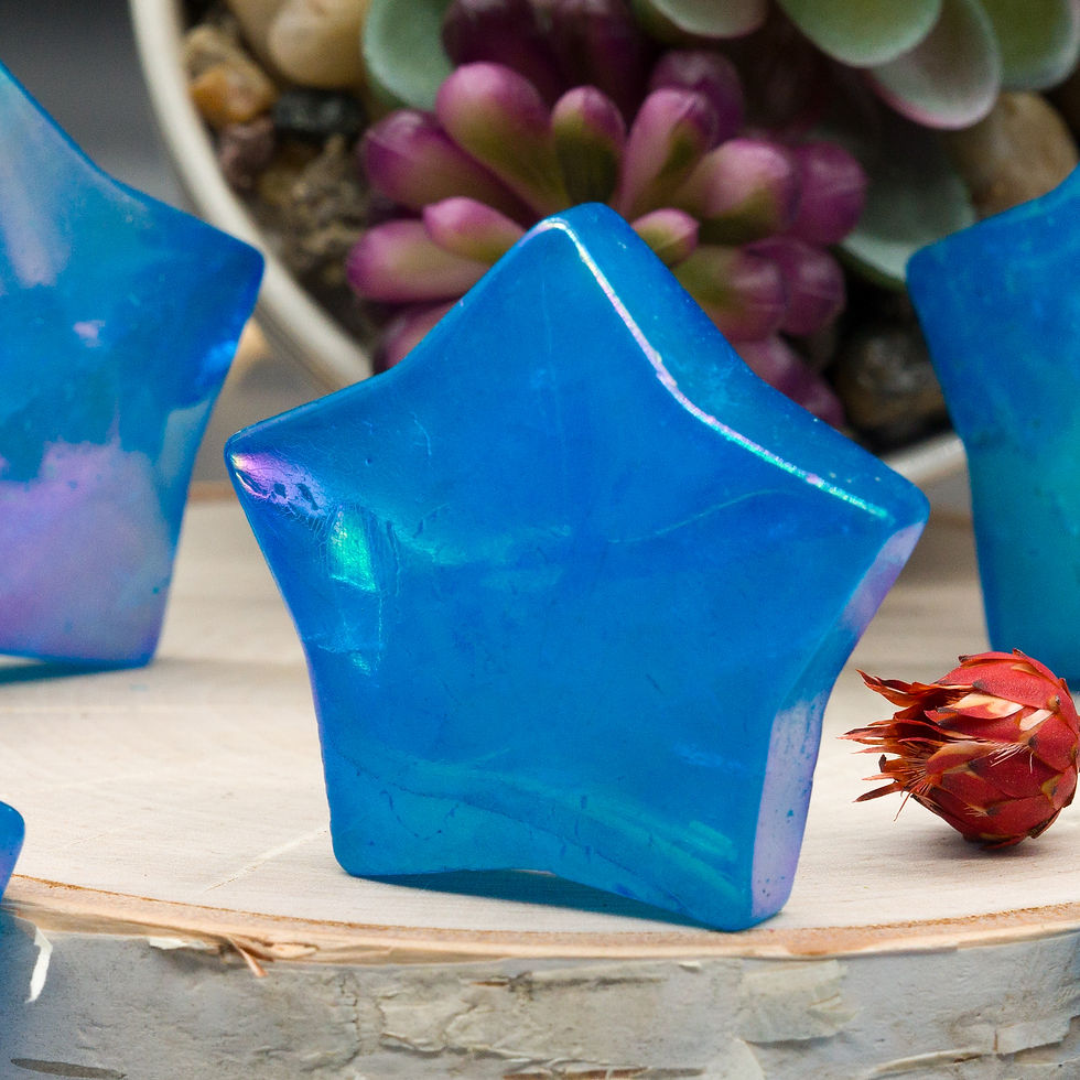 Miniatura: Blue Aura Quartz Crystal Star Carving Healing Energy Gemstone Stone Decor Gift