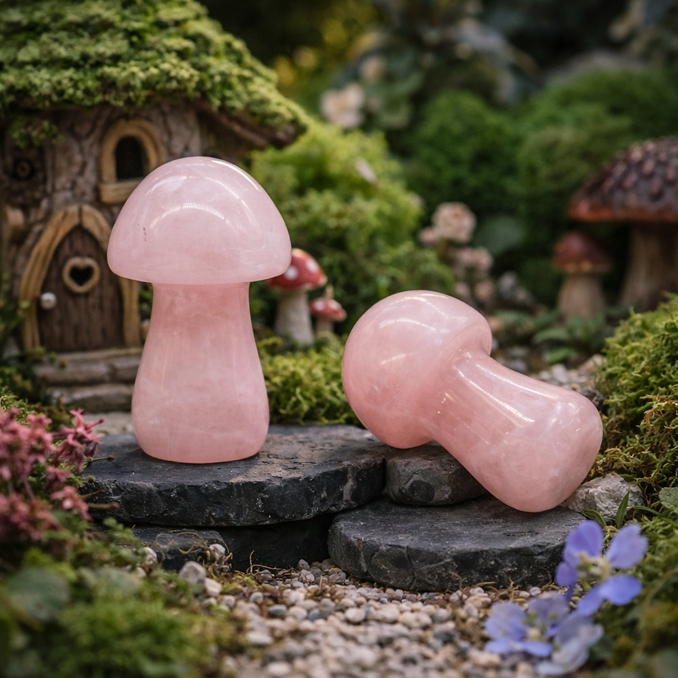 Thumbnail: Rose Quartz Mushroom Crystal Healing Decor Spiritual Energy Gift Nature Theme