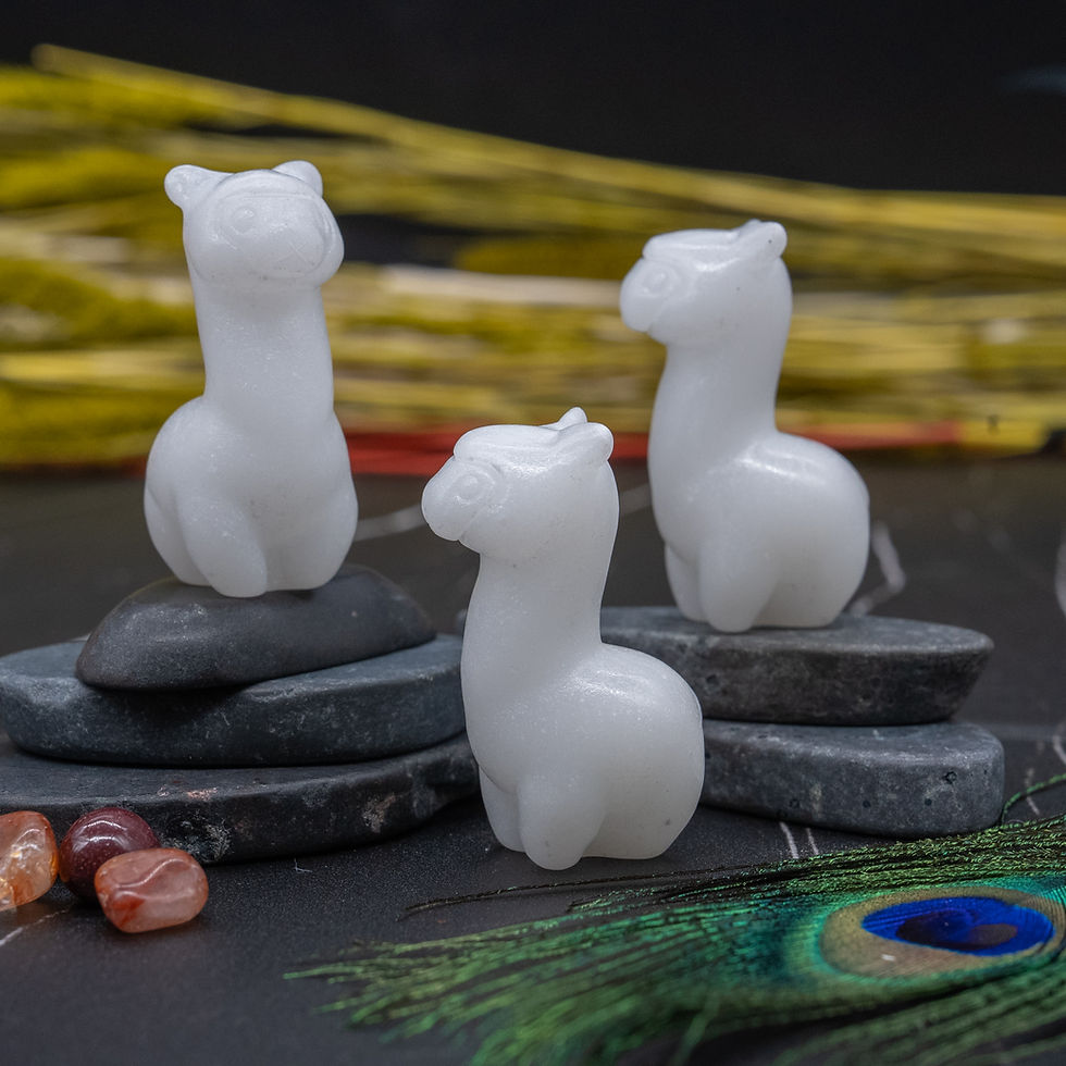 Miniatura: White Jade Crystal Llama Alpaca Carving Animal Shaped Home Decor Gift Figurine