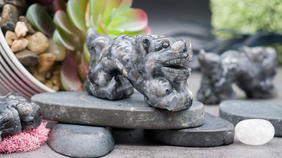 Miniatura: Larvikite Crystal Chinese Dragon Carving Figurine Mythical Creature Decor Gift