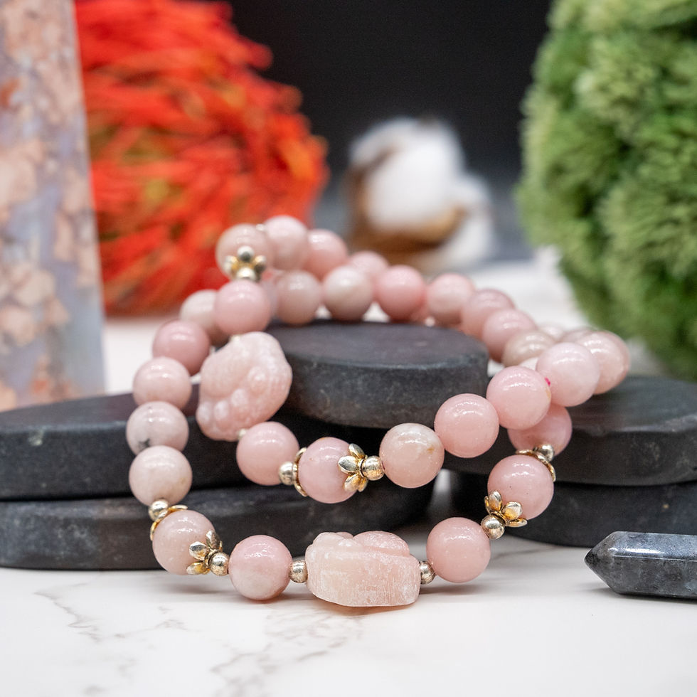 Miniatura: Pink Opal Crystal Bracelet Paw Protection Stone Handmade Jewelry Pink Pet Memory