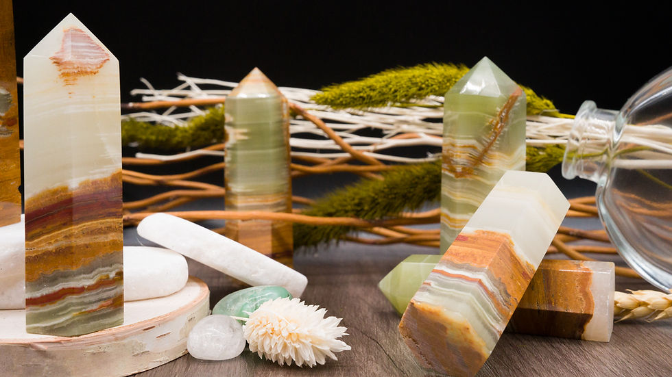 Miniatura: Green Onyx Crystal Point Spiritual Healing Rocks SelfCare Afghanistan Jade