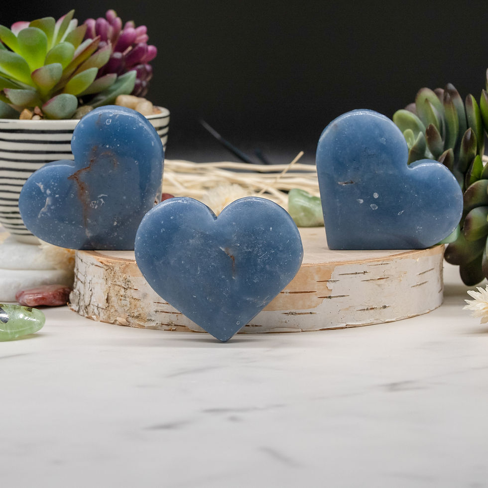 Thumbnail: Natural Angelite Heart Crystal Meditation Healing Spiritual Stone Gift Blue Deco