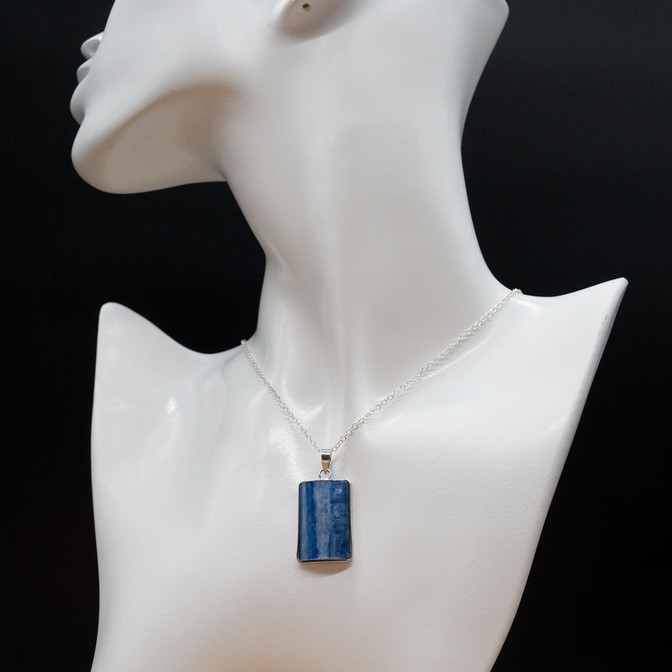 Miniatura: Natural Stone Blue Kyanite Rectangle Pendant Crystal Boho Silver Jewelry Gift