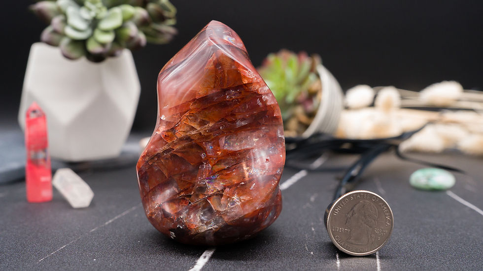 Miniatura: Red Rainbow Fire Quartz Crystal Flame Stone Spiritual Healing Protection
