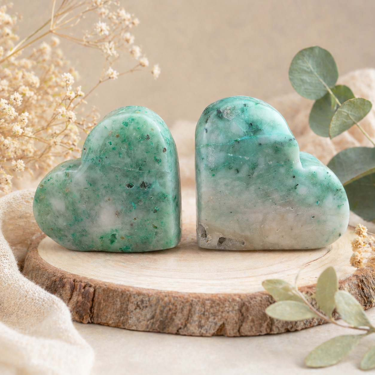 Natural Phoenix Stone Crystal Heart Malachite Chrysocolla Chakra Meditation Gift