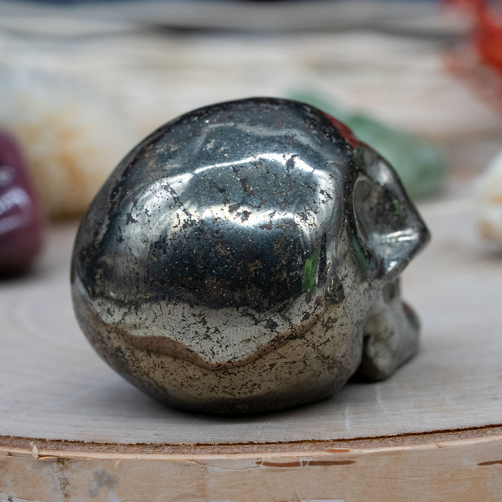 Miniatura: Pyrite Skull Figurine Healing Crystal Home Decor Energy Stone Gold Skull Decor