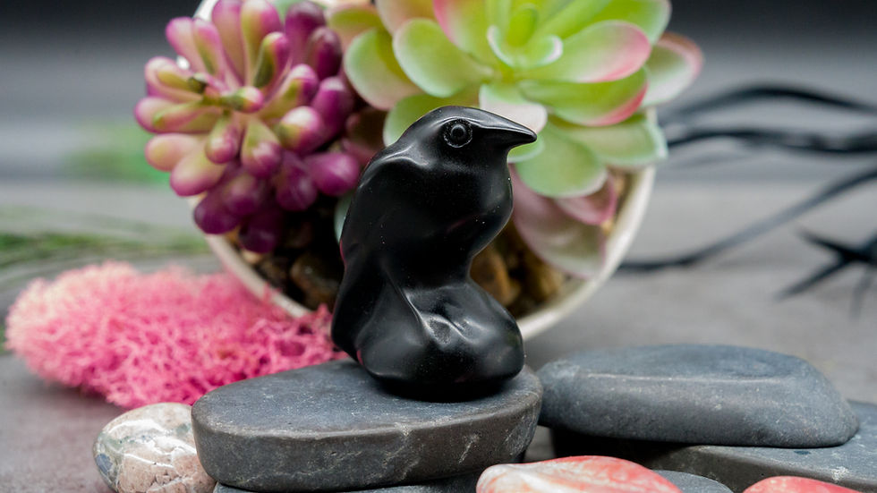 Miniatura: Obsidian Raven Figurine Crystal Protection Decor Home Bird Lover Animal Statue