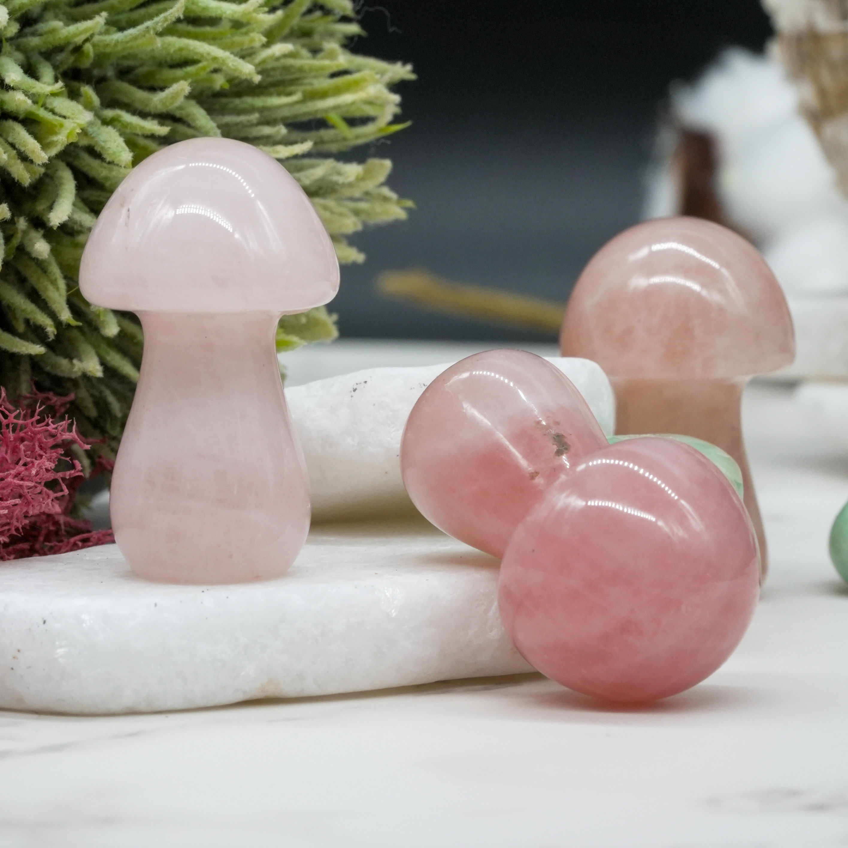 Rose Quartz Mushroom Crystal Healing Decor Spiritual Energy Gift Nature Theme