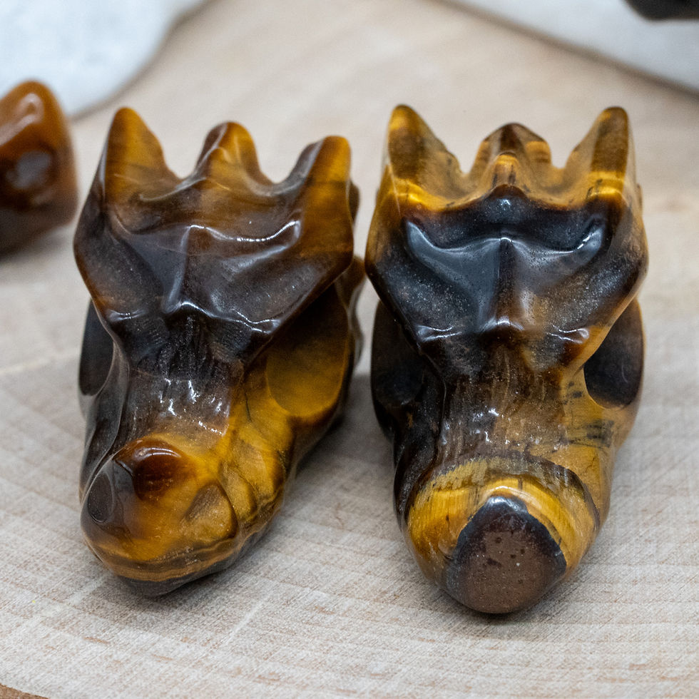 Thumbnail: Tigers Eye Dragon Head Crystal Sculpture Healing Decor Spiritual Energy Gift