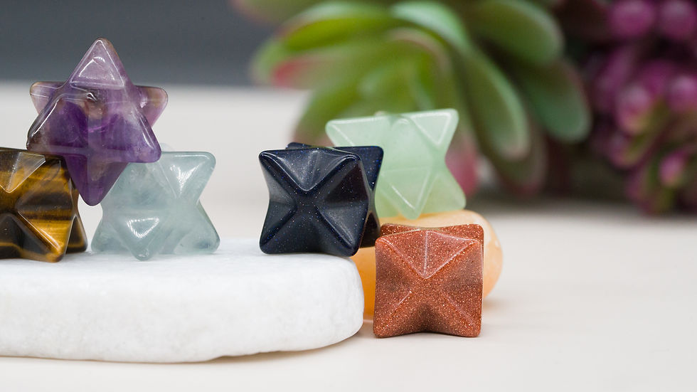 Miniatura: Mini Crystal Merkaba Small Miniature Gemstone Pocket Stone Protection Prayer