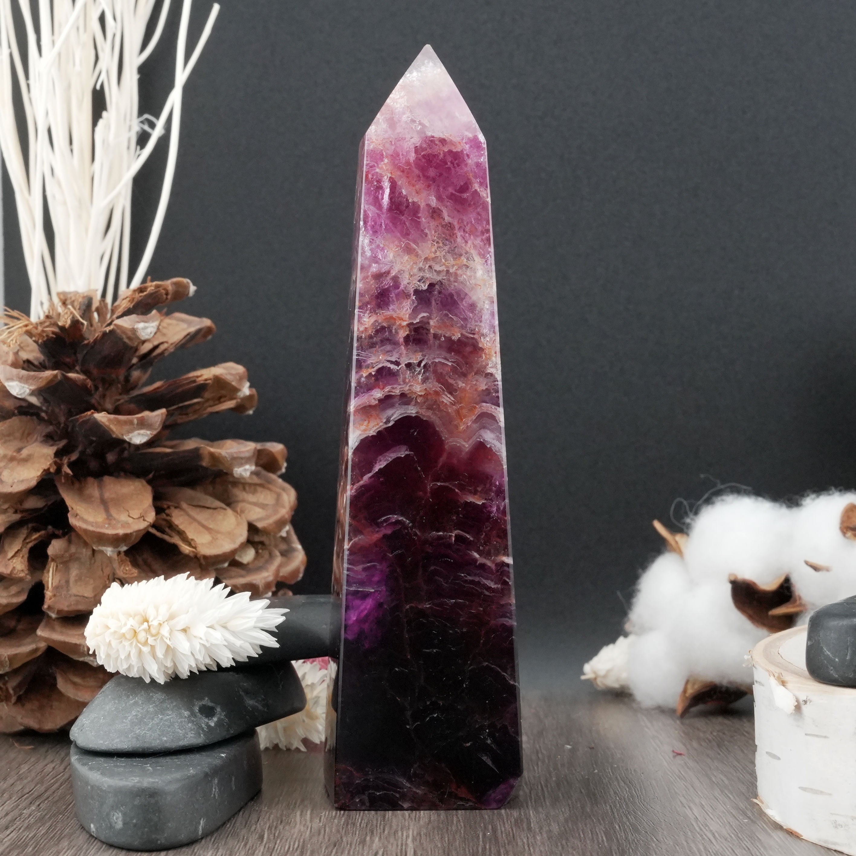 Purple Fluorite Tower Crystal Spiritual Protection Gift Meditation Stone Decor