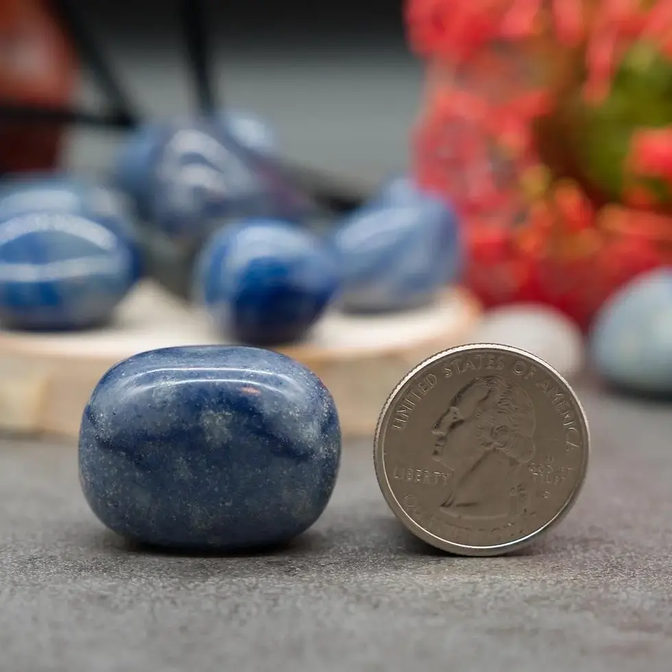Thumbnail: Blue Aventurine Tumbled Stone Pocket Healing Protection Chakra Meditation Gift