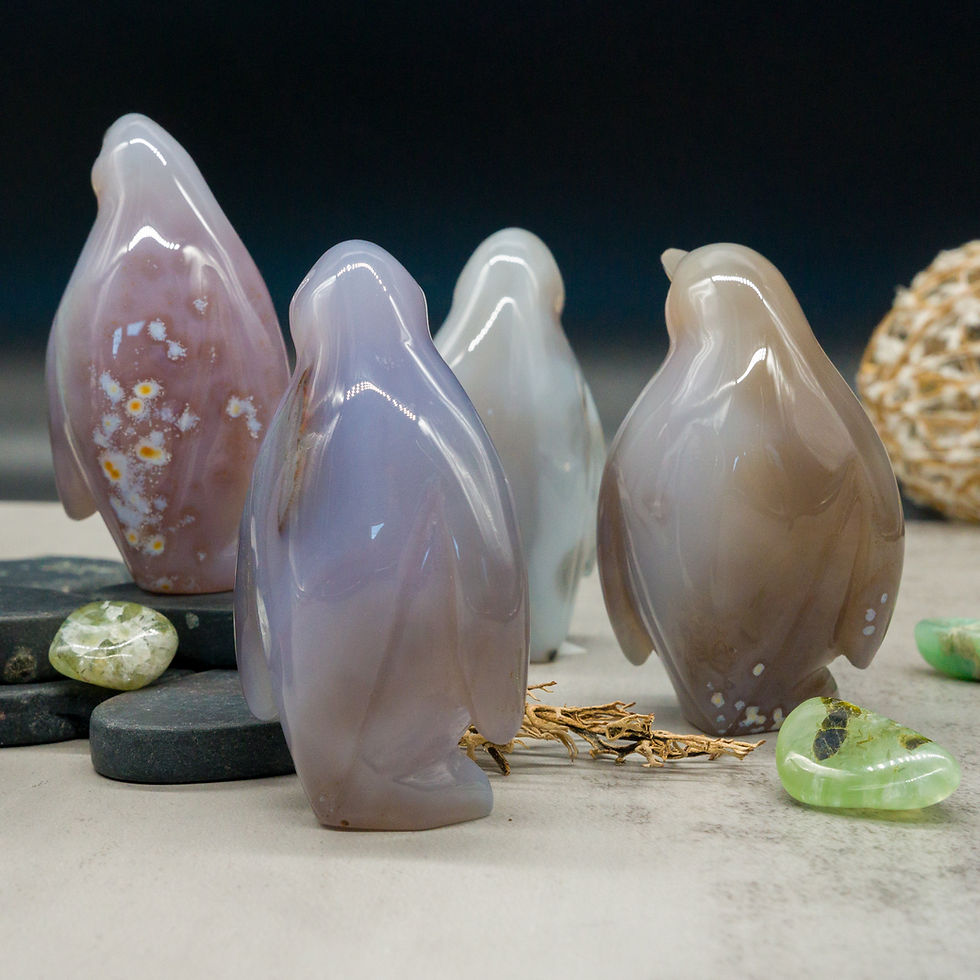 Miniatura: Sugar Druzy Agate Crystal Carving Cute Penguin Figurine Gemstone Geode Trinket