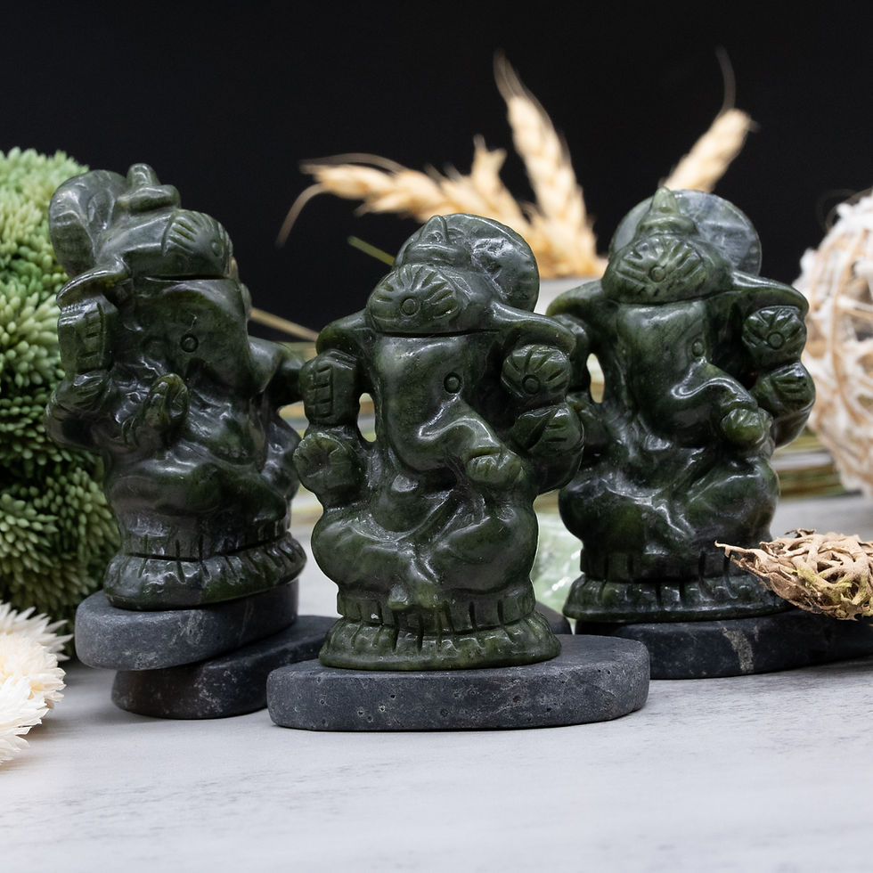 Miniatura: Green Jade Ganesha Crystal Figurine Hindu Gift Meditation Stone Home Decor Gift