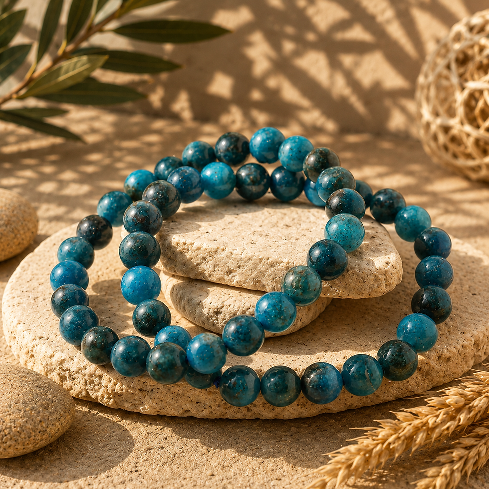 Miniatura: Blue Apatite Crystal Bracelet Natural Gemstone Jewelry Healing Protection Gift