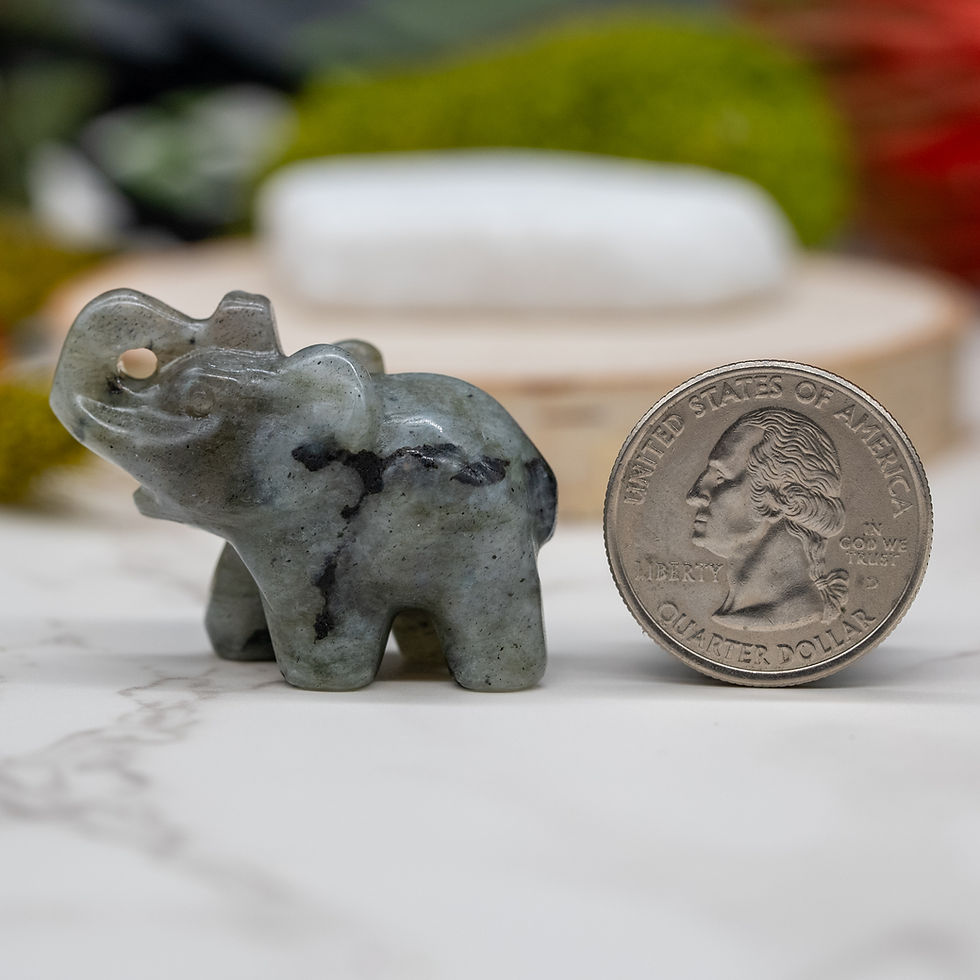 Miniatura: Labradorite Elephant Crystal Statue Animal Decor Spiritual Gift Boho Home Decor
