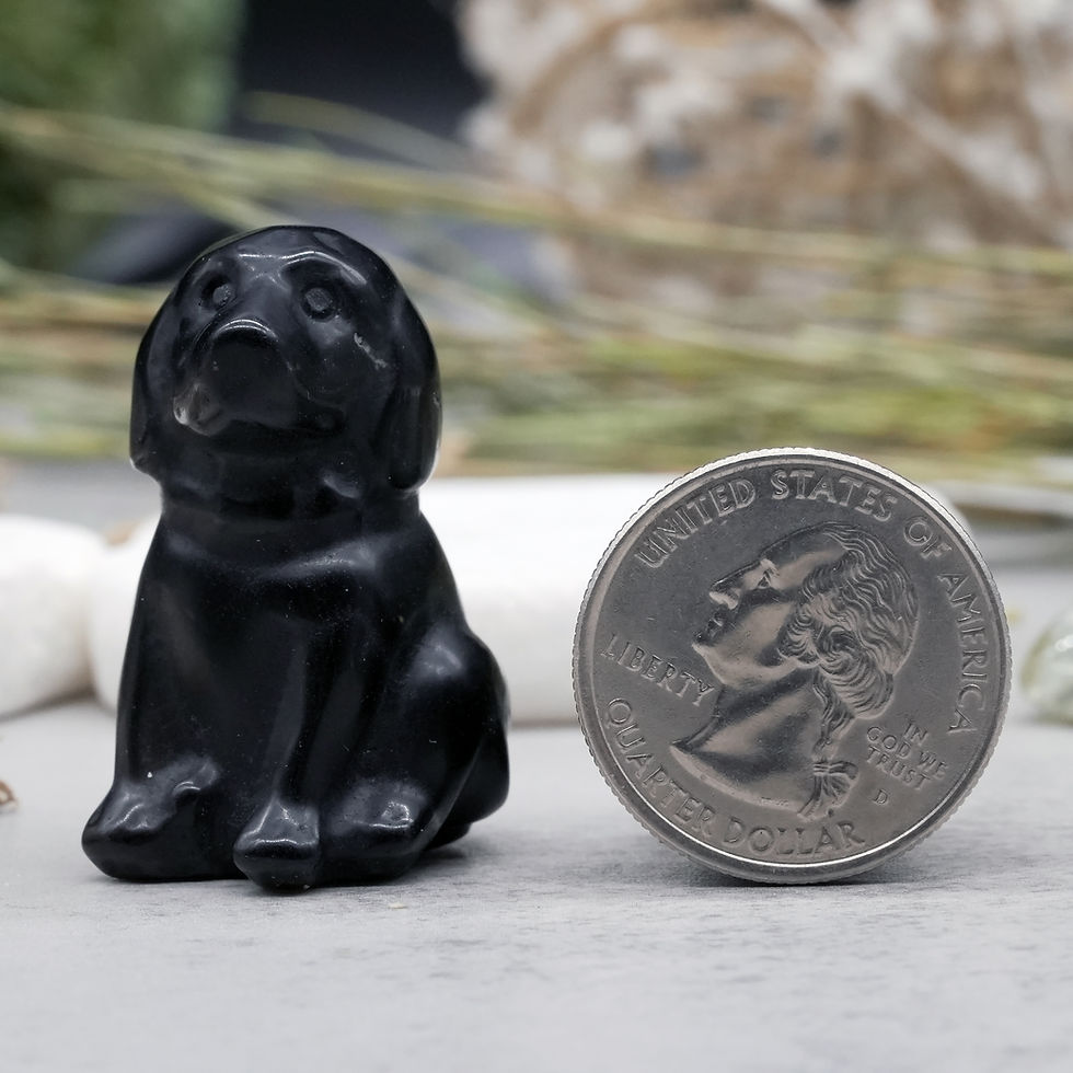 Miniatura: Obsidian Crystal Puppy Figurine Sculpture Pet Memory Dog Lover Keepsake Gift
