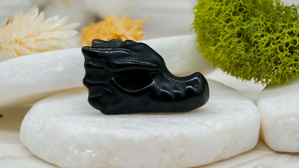 Miniatura: Obsidian Mix Mini Dragon Head Crystal Decor Spiritual Healing Gift Mystical Deco
